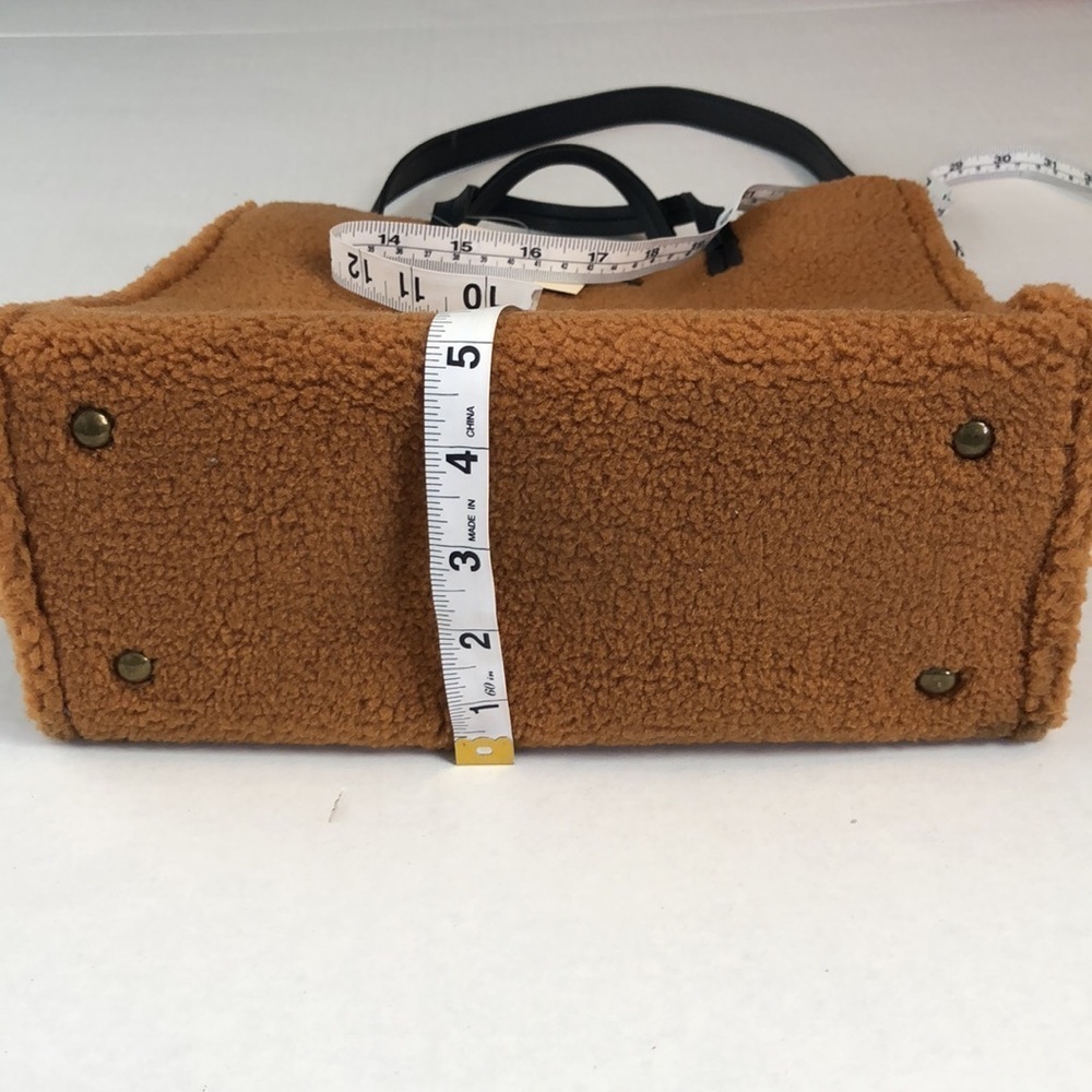 Riah Fashion Fleece Fur Tote Bag with Removable Strap Caramel - Picture 14 of 14